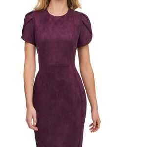 Calvin Klein | Burgundy Suede Tulip Sleeve Dress